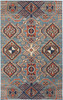 8' x 11' Blue Red & Tan Abstract Power Loom Distressed Stain Resistant Area Rug