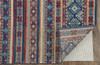 8' x 11' Blue Red and Ivory Geometric Power Loom Distressed Stain Resistant Area Rug