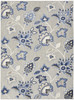 8' x 11' Blue & Grey Floral Stain Resistant Non Skid Area Rug