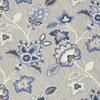 8' x 11' Blue & Grey Floral Stain Resistant Non Skid Area Rug