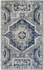 8' x 11' Blue and Ivory Abstract Power Loom Distressed Stain Resistant Area Rug