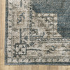 8' x 11' Blue and Beige Oriental Power Loom Stain Resistant Area Rug
