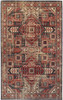 8' x 11' Red Tan and Black Abstract Power Loom Distressed Stain Resistant Area Rug