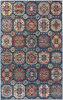 8' x 11' Blue Red and Tan Abstract Power Loom Distressed Stain Resistant Area Rug