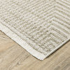 8' x 11' Ivory Beige Taupe and Tan Geometric Power Loom Area Rug with Fringe