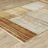 8' x 11' Rust Gold Blue Grey Ivory and Tan Geometric Power Loom Area Rug with Fringe