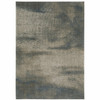 8' x 11' Grey and Teal Blue Abstract Power Loom Stain Resistant Area Rug