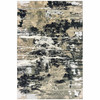 8' x 11' Black Gold Grey and Ivory Abstract Power Loom Stain Resistant Area Rug