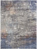 8' x 11' Taupe Blue and Ivory Abstract Power Loom Distressed Stain Resistant Area Rug
