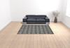 8' x 11' Black and White Fleur De Lis Stain Resistant Non Skid Area Rug