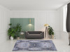 8' x 11' Blue Gray and Taupe Abstract Stain Resistant Area Rug