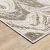 8' x 11' Ivory Tan Beige Grey and Brown Abstract Power Loom Stain Resistant Area Rug