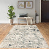 8' x 11' Blue and Beige Abstract Dhurrie Area Rug