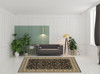 8' x 11' Black and Ivory Oriental Power Loom Stain Resistant Area Rug