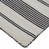 8' x 11' Black and White Striped Dhurrie Hand Woven Stain Resistant Area Rug
