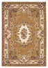 8' x 11' Beige Ivory Machine Woven Hand Carved Floral Medallion Indoor Area Rug