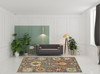 8' x 11' Grey Charcoal Yellow Blue Rust Red Pink Green & Ivory Oriental Power Loom Rug
