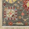 8' x 11' Grey Charcoal Yellow Blue Rust Red Pink Green & Ivory Oriental Power Loom Rug