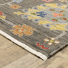 8' x 11' Grey Charcoal Yellow Blue Rust Red Pink Green & Ivory Oriental Power Loom Rug