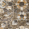 8' x 11' Grey and Tan Floral Power Loom Stain Resistant Area Rug with Fringe