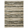 8' x 11' Beige Ivory Charcoal Brown Tan and Grey Abstract Power Loom Area Rug with Fringe