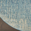 4' Ivory and Blue Round Abstract Power Loom Polypropylene Area Rug