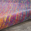 4' Blue and Pink Round Abstract Power Loom Area Rug