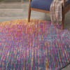 4' Blue and Pink Round Abstract Power Loom Area Rug