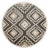 4' Round Gray and Cream Geometric Area Rug