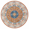 4' Round Orange Traditional Medallion Area Rug