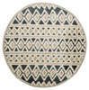 4' Round Blue and Cream Stripe Diamond Area Rug