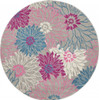 4' Gray Round Floral Dhurrie Area Rug