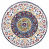 4' Round Blue and White Ornate Medallion Area Rug