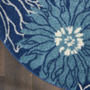 4' Blue and Ivory Round Floral Dhurrie Area Rug