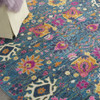 4' Blue and Orange Round Floral Power Loom Area Rug