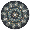 4' Round Black Floral Paradise Area Rug