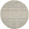 4' Gray Round Geometric Power Loom Area Rug