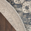 4' Grey and Ivory Round Oriental Power Loom Non Skid Area Rug