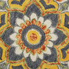 4' Round Gray and Gold Floret Area Rug