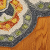 4' Round Gray and Gold Floret Area Rug