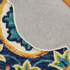 4' Round Ivory and Navy Decorative Area Rug