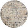 4' x 4' Beige and Grey Round Abstract Power Loom Non Skid Area Rug