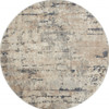 4' x 4' Beige and Grey Round Abstract Power Loom Non Skid Area Rug
