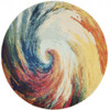 4' x 4' Wave Round Abstract Power Loom Non Skid Area Rug