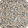 4' x 4' Beige and Grey Round Oriental Power Loom Non Skid Area Rug