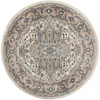 4' Ivory and Grey Round Oriental Power Loom Non Skid Area Rug