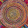 4' Multicolored Chindi and Natural Jute Fringed Round Rug
