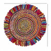 4' Multicolored Chindi and Natural Jute Fringed Round Rug