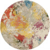 4' x 4' Ivory Abstract Power Loom Non Skid Round Area Rug