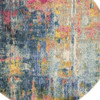 4' x 4' Blue and Yellow Abstract Power Loom Non Skid Round Area Rug